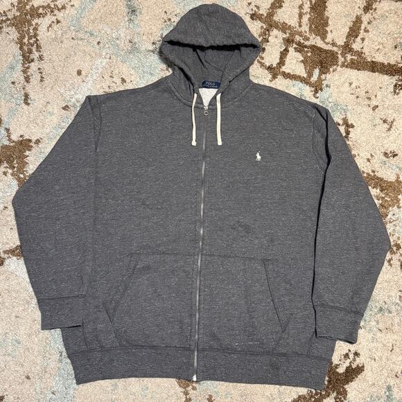 Polo Ralph Lauren Full Zip Hoodie Size 3XLT Big and Tall Gray - Picture 1 of 6